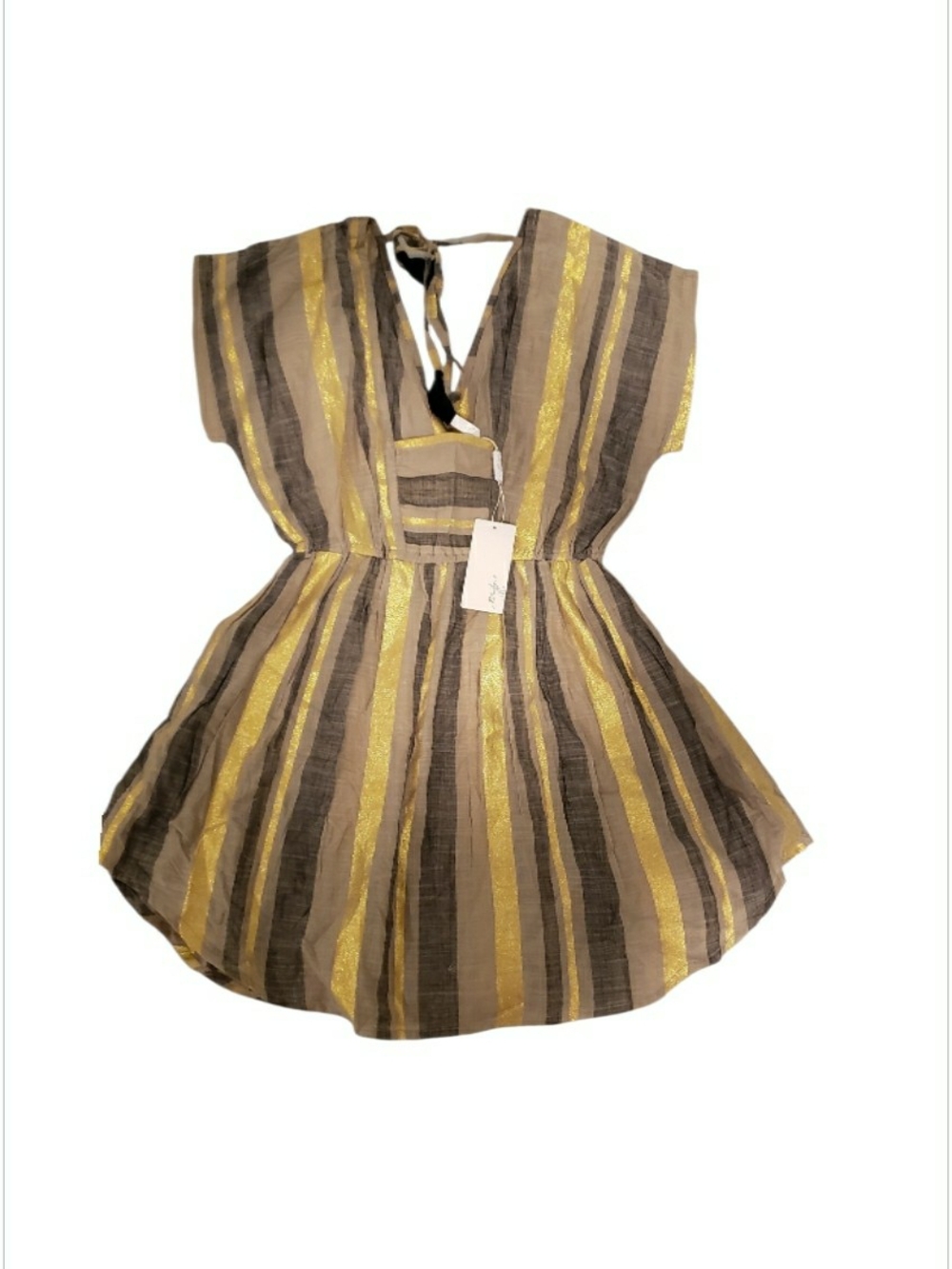 Gold and Brown Striped Women's Midi